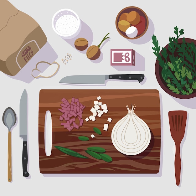 Zbliżenie składników na kuchennym stole